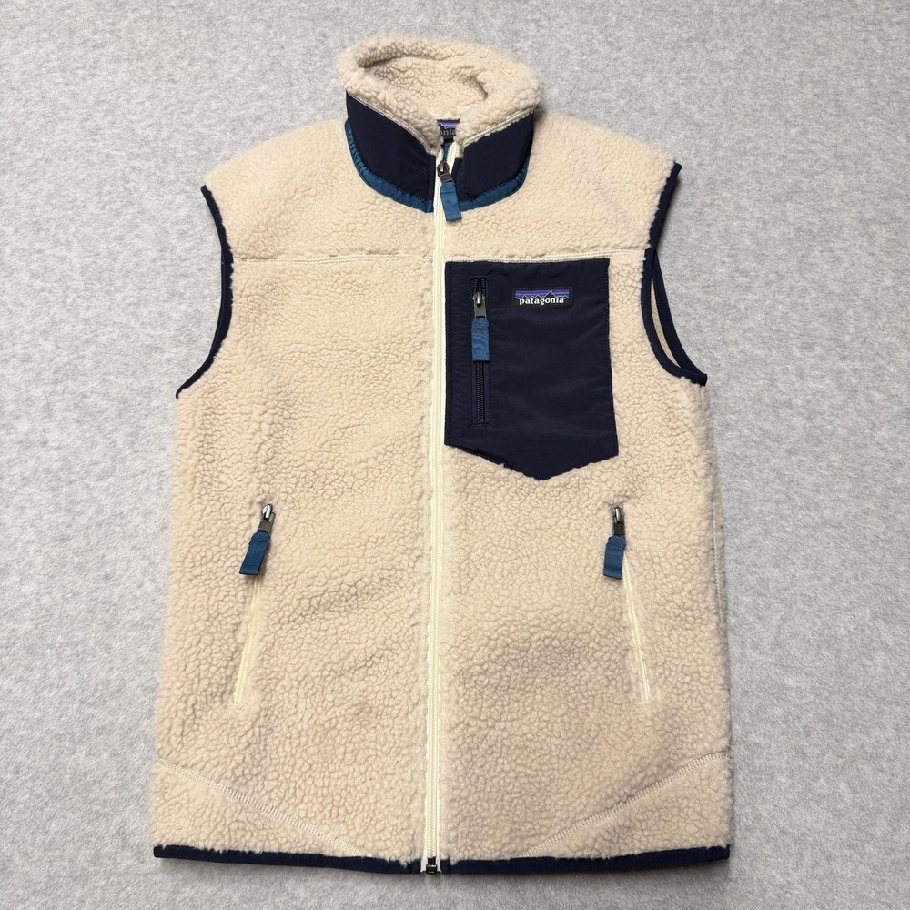 Patagonia Classic Retro-X Vest Mens XXS White Fleece Full Zip Pockets Outdoor